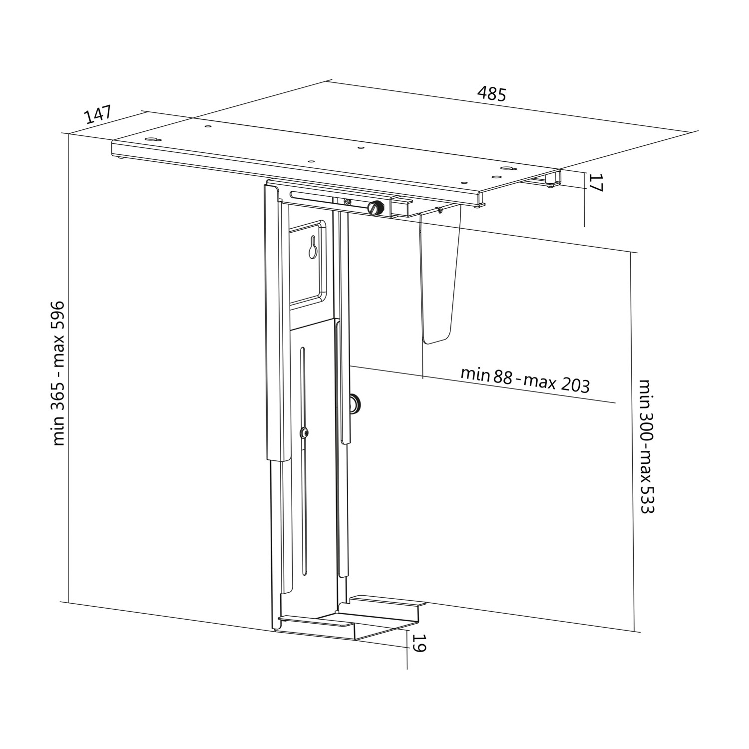 Datorhållare Bord justerbar Mobil bord justerbar höjd max. 23 kg