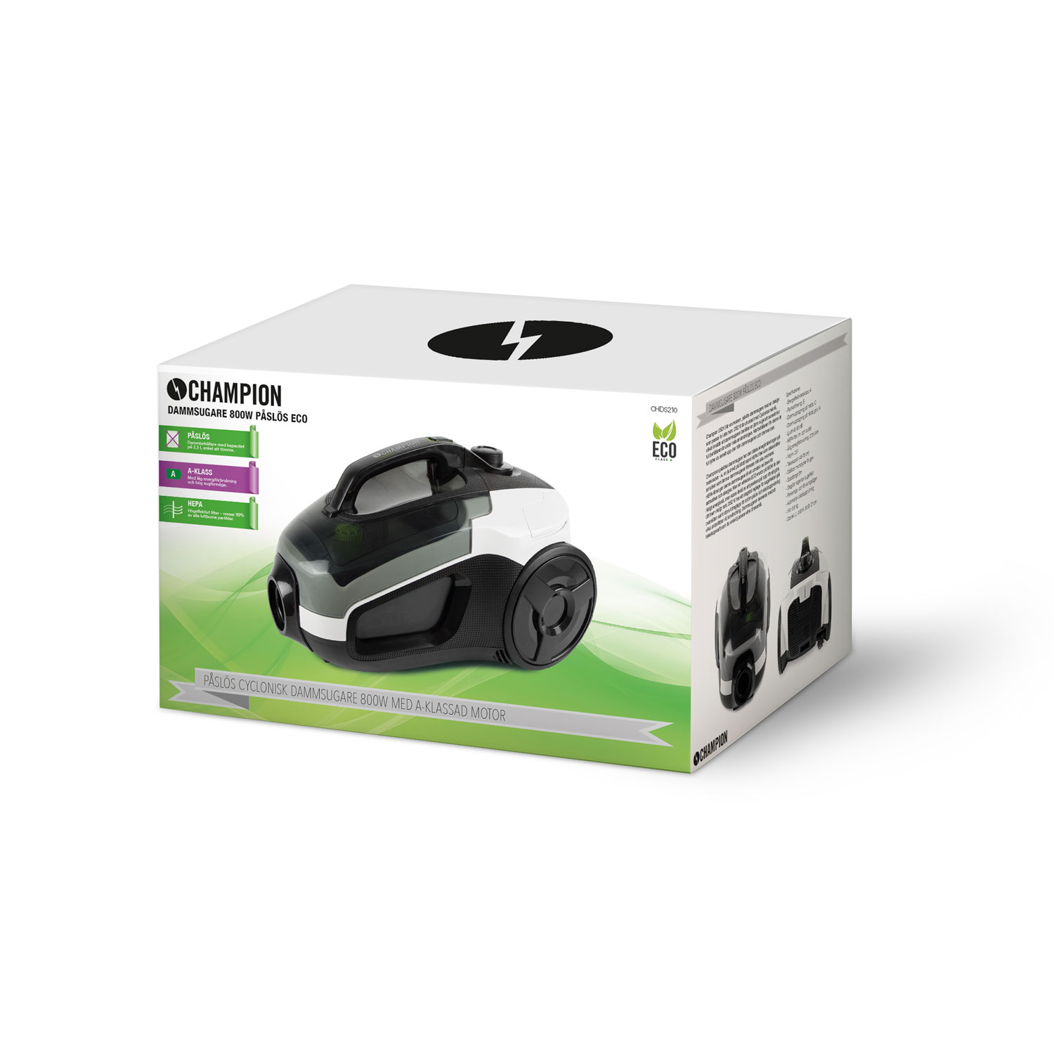 Dammsugare 800W Påslös Eco Universalmunstycke Dammsugare ink adapter