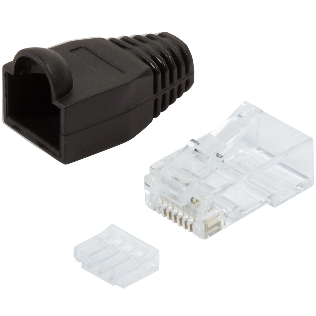 Modularkontakt RJ45 CAT6 Oskärmad + Böjskydd 100-pack Svart