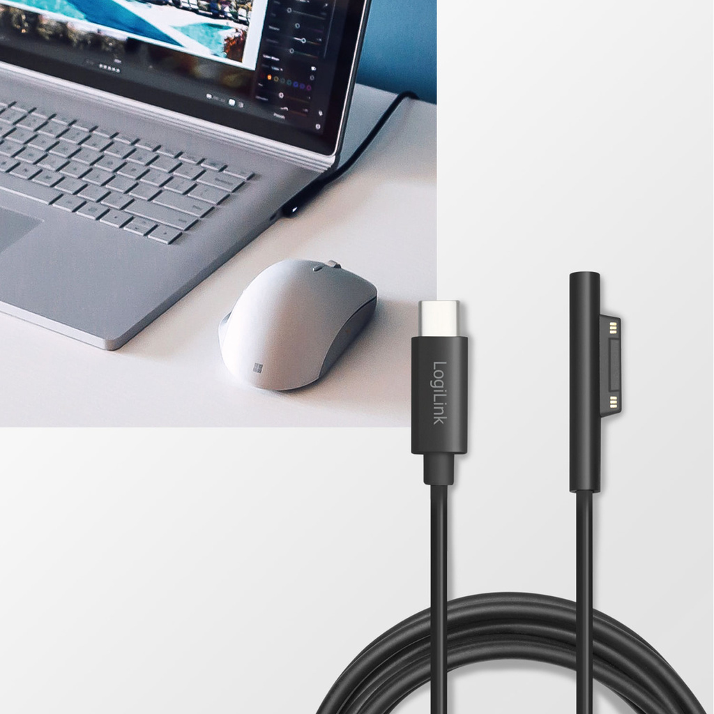 USB-C USB 3.2 Gen 1 Laddkabel Microsoft Surface 60W 1,8 m