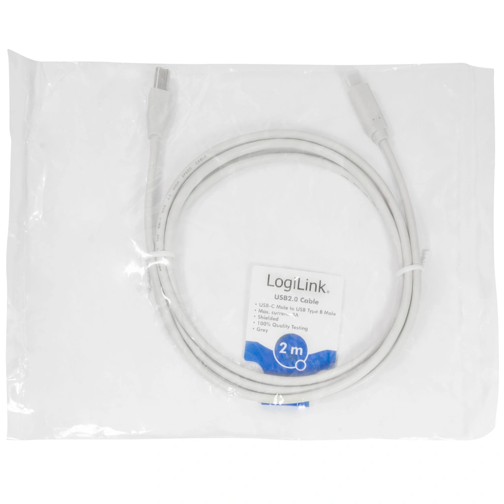 USB-C to USB-B 2.0 Cable 2m White
