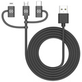 3-i-1-kabel MicroUSB / Lightning / USB-C 1m