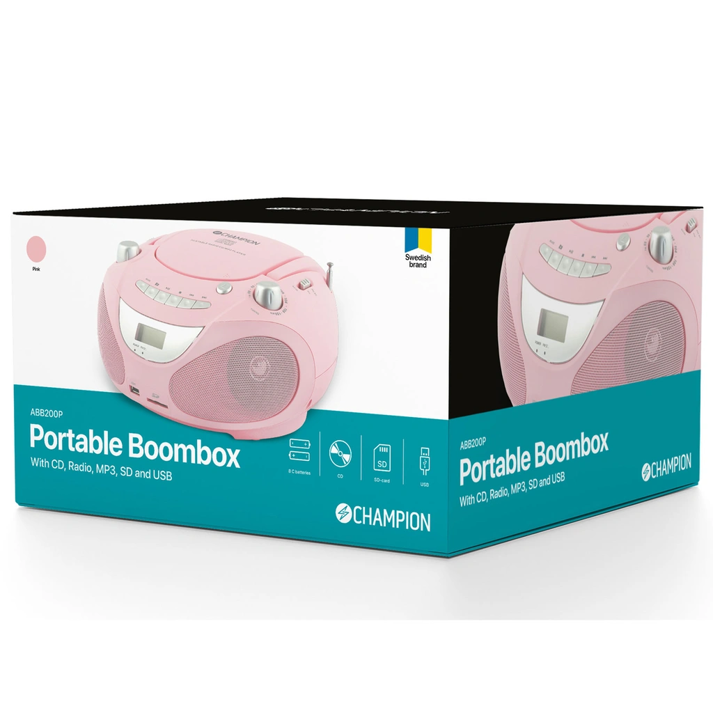 Boombox CD/Radio/MP3/USB Rosa