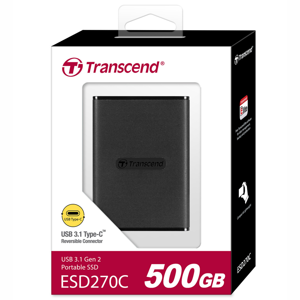 Portabel SSD ESD270C USB-C 500GB (R520/W460) Svart