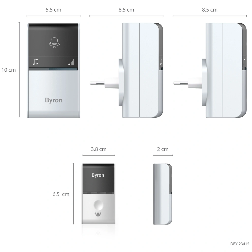 Trådlös dörrklocka Kinetic/x2 Plug-in B415 Svart/Vit