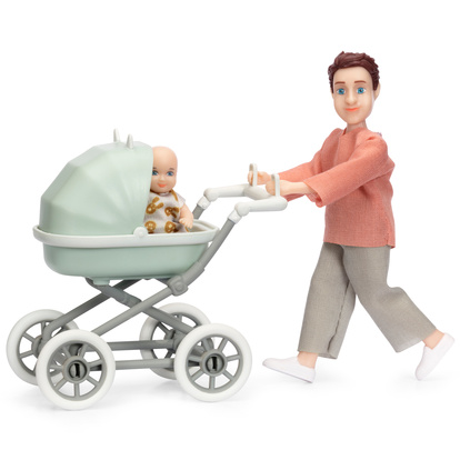 Docka med bebis & vagn