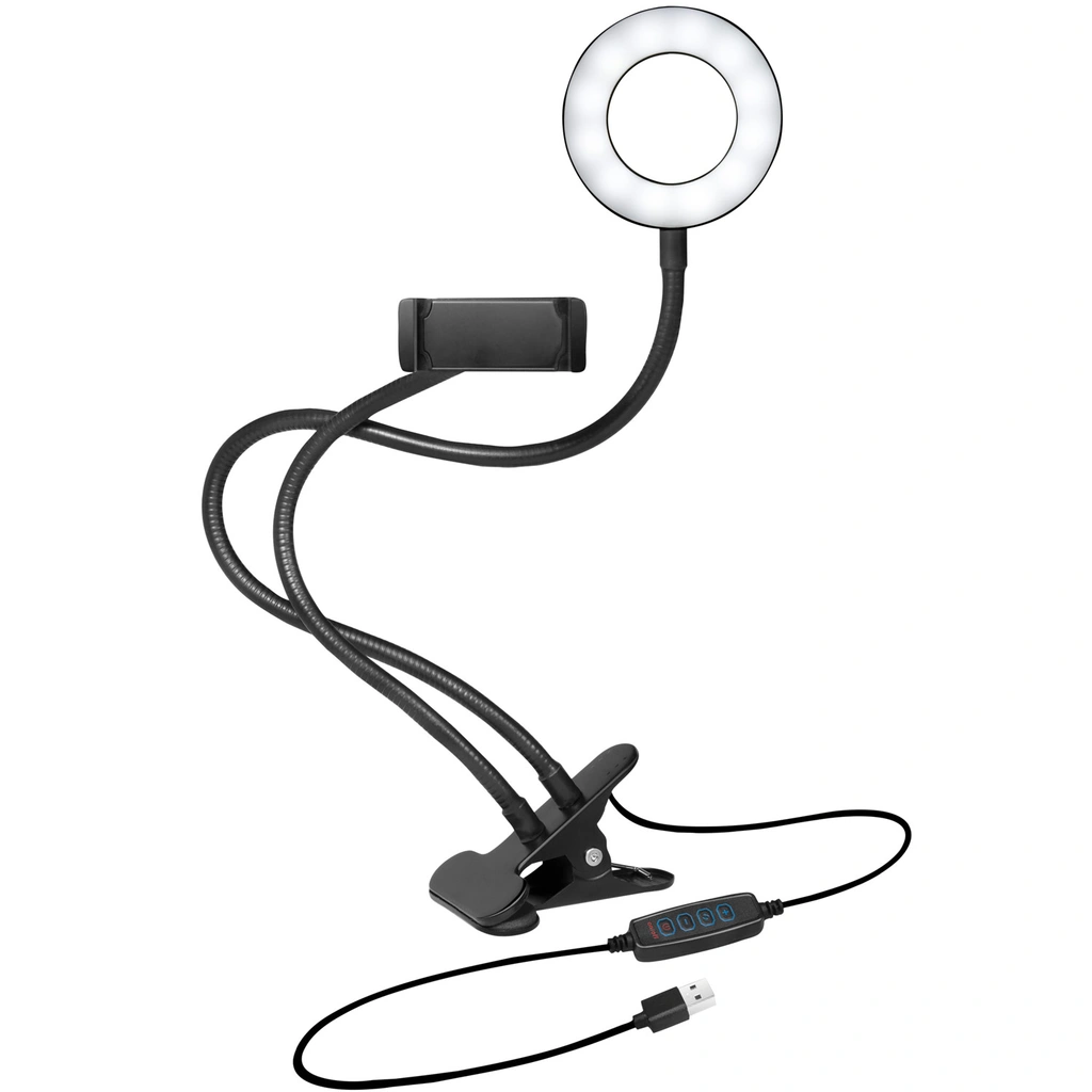 Ring light för smartphone Ø8,5 cm med klämma
