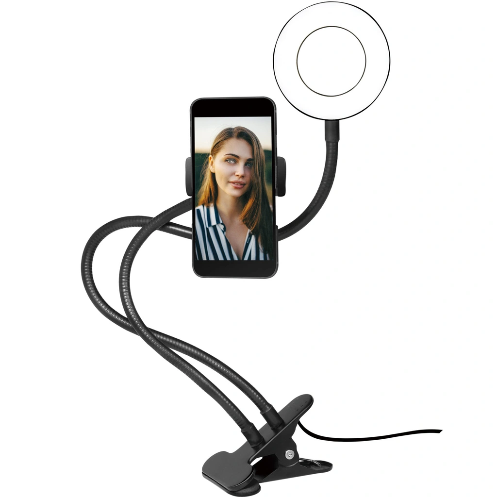 Ring light för smartphone Ø8,5 cm med klämma