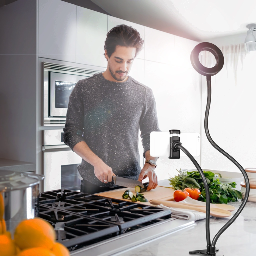 Ring light för smartphone Ø8,5 cm med klämma