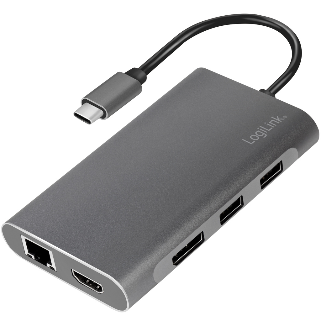 USB-C-dockningsstation 8-i-1 HDMI/DP/RJ45/USB/USB-C 100W
