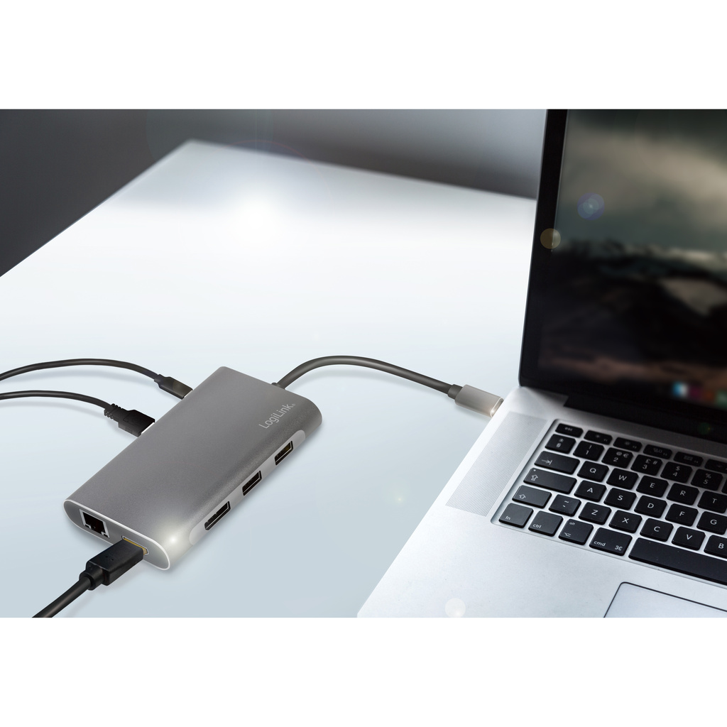 USB-C-dockningsstation 8-i-1 HDMI/DP/RJ45/USB/USB-C 100W