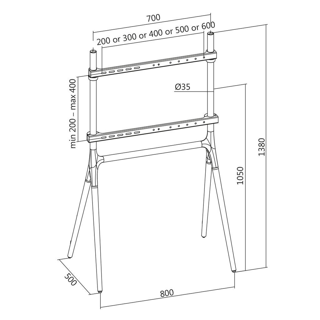 Golvstativ till TV 49-70" Svart/Valnöt