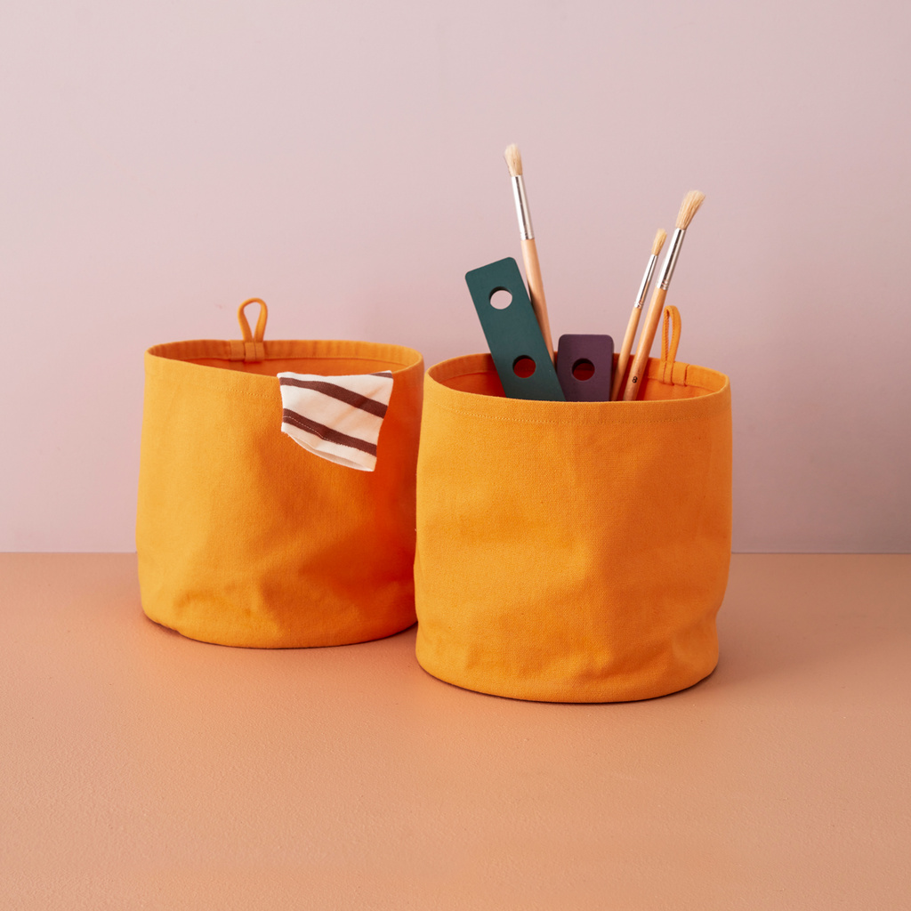 Förvaring textil cylinder 2-pack mango