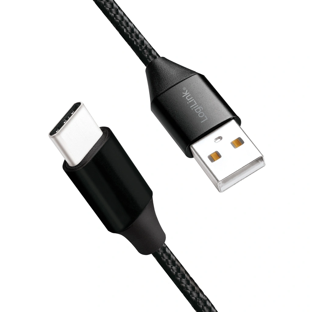 USB-A till USB-C Kabel Flätad 15W 0,3m Svart