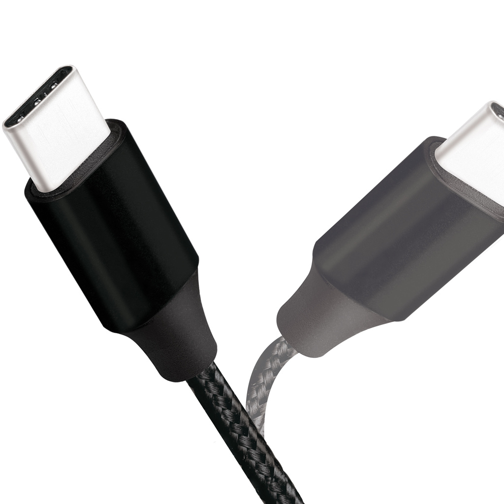 USB-USB-C Ladd/synk-kabel USB 2.0 15W 0,3m Textil