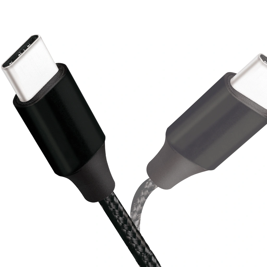 USB-A till USB-C Kabel Flätad 15W 0,3m Svart