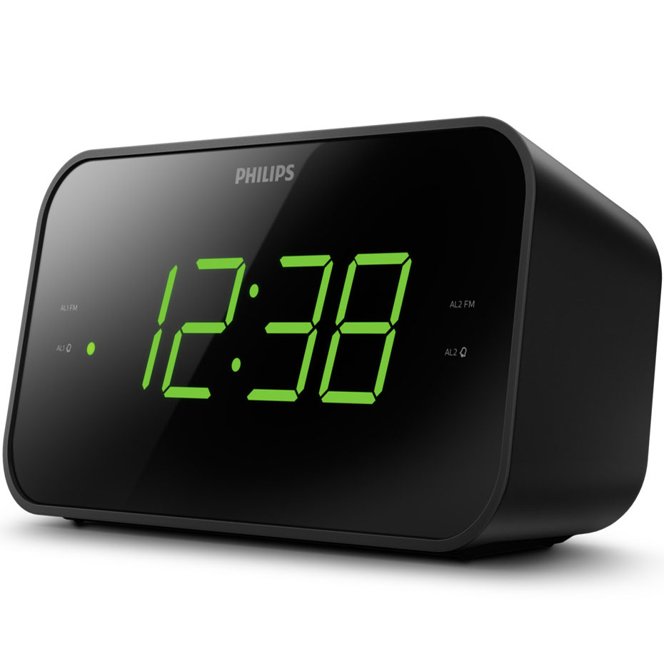 Digital FM-klockradio Stora siffror Två alarm