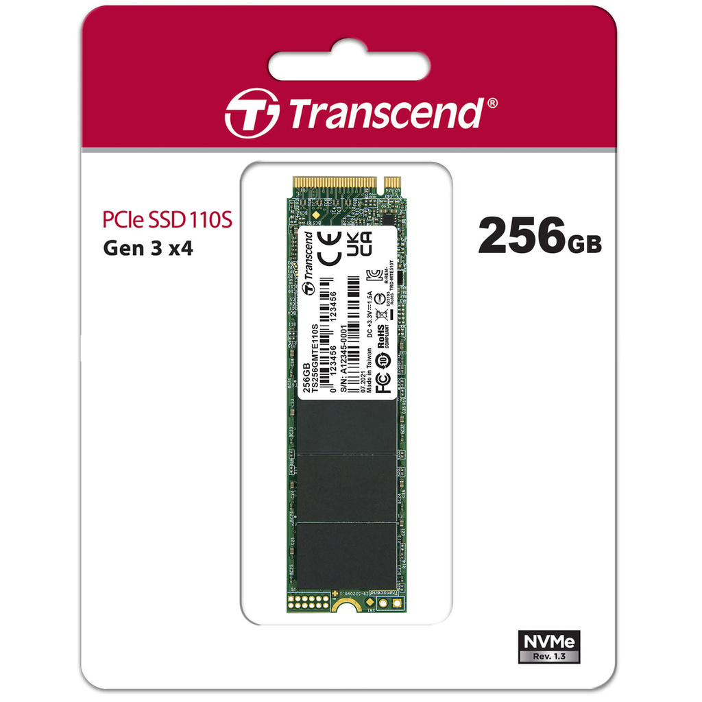 PCIe M.2 SSD Gen3 x4 NVMe 256Gb (R1600/W1000)