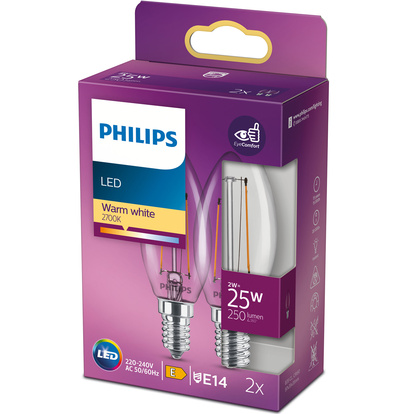 2-pack LED E14 Kron 2W (25W) Klar 250lm