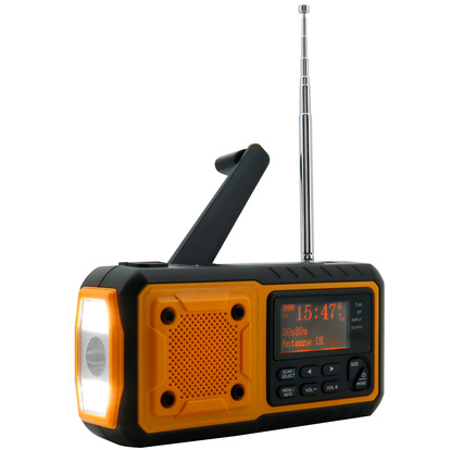 Digital vev-radio. LED-lampa, solpanel o BT