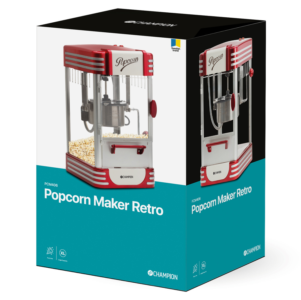 Popcornmaskin Retro XL PCM406 Röd Metallic
