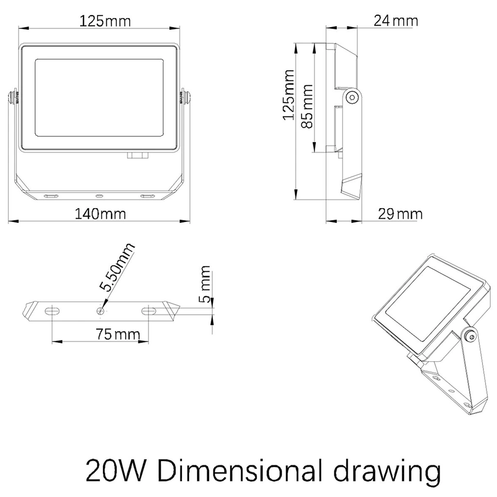 ProjectLine Strålkastare 20W 1800lm