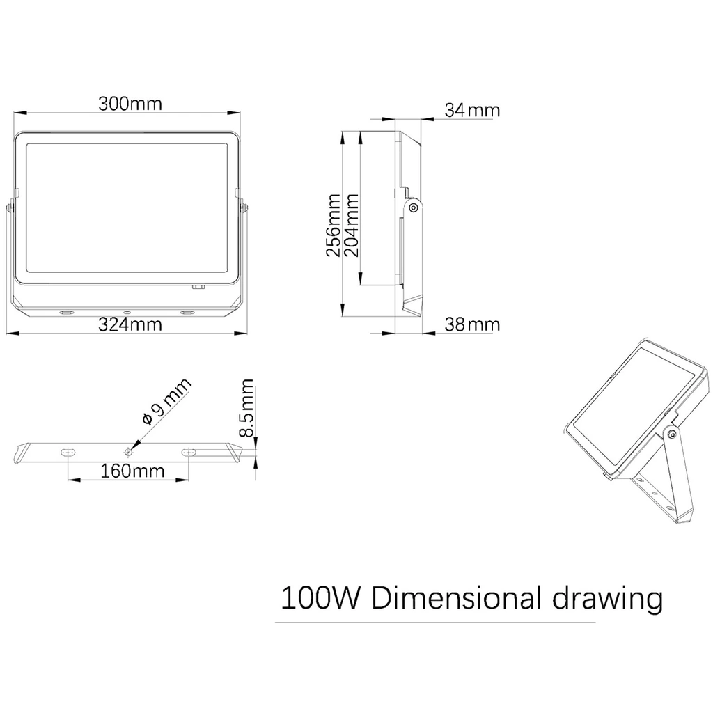 ProjectLine Strålkastare 100W 9500lm