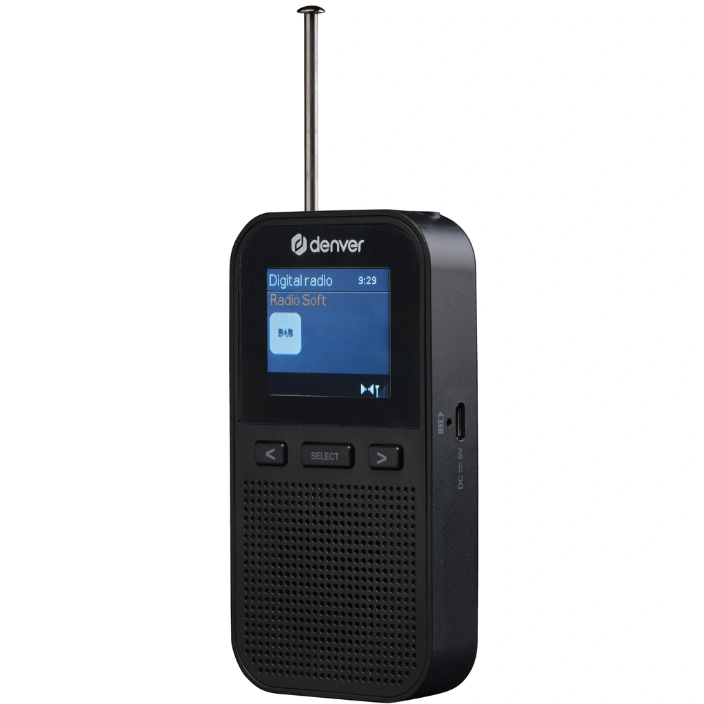Radio FM DAB+ Fick-format Laddbart batteri DAH-126 Svart