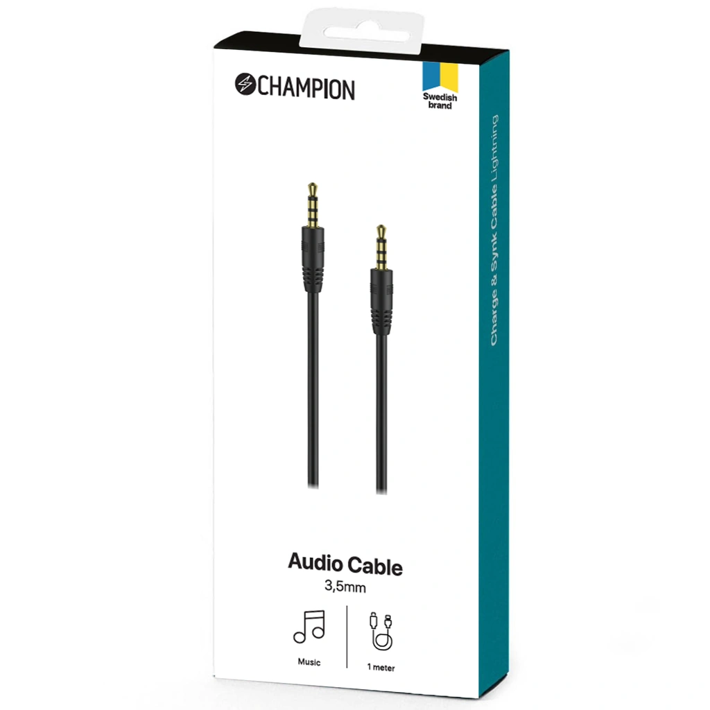 3,5mm Audiokabel 1m Svart
