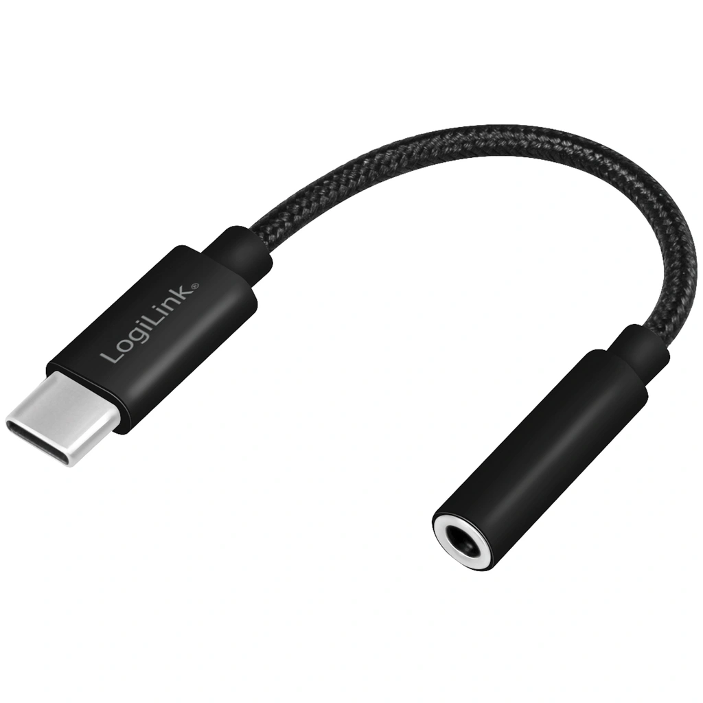 USB-C 3.5mm audio adapter DAC nylon cable 0.13m Black