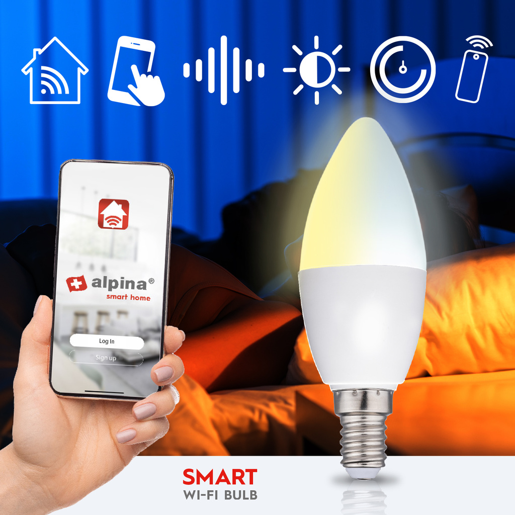 WiFi Smart E14 LED Varm-/Kallvit 4,9W 470 lm