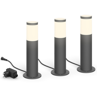 GardenLink Startkit Piedestal Varmvit 600 lm 3-pack Antracit