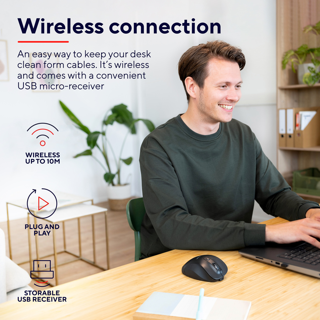 Fyda Trådlös mus RF 2,4 GHz Eco Svart