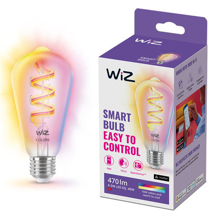 WiFi Smart LED E27 ST64 40W Filament Färg + Varm-kallvit 470lm