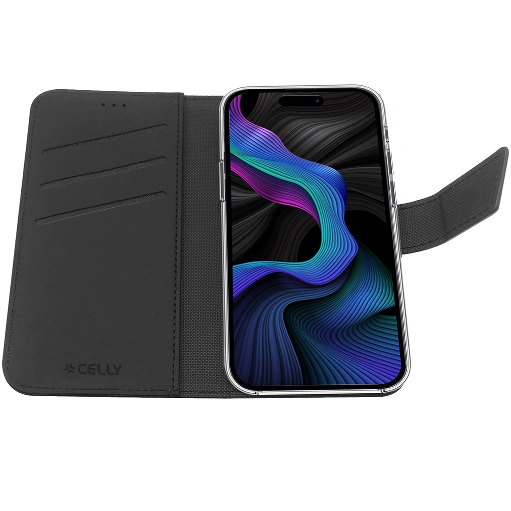 Wally Wallet Case iPhone 15 Svart