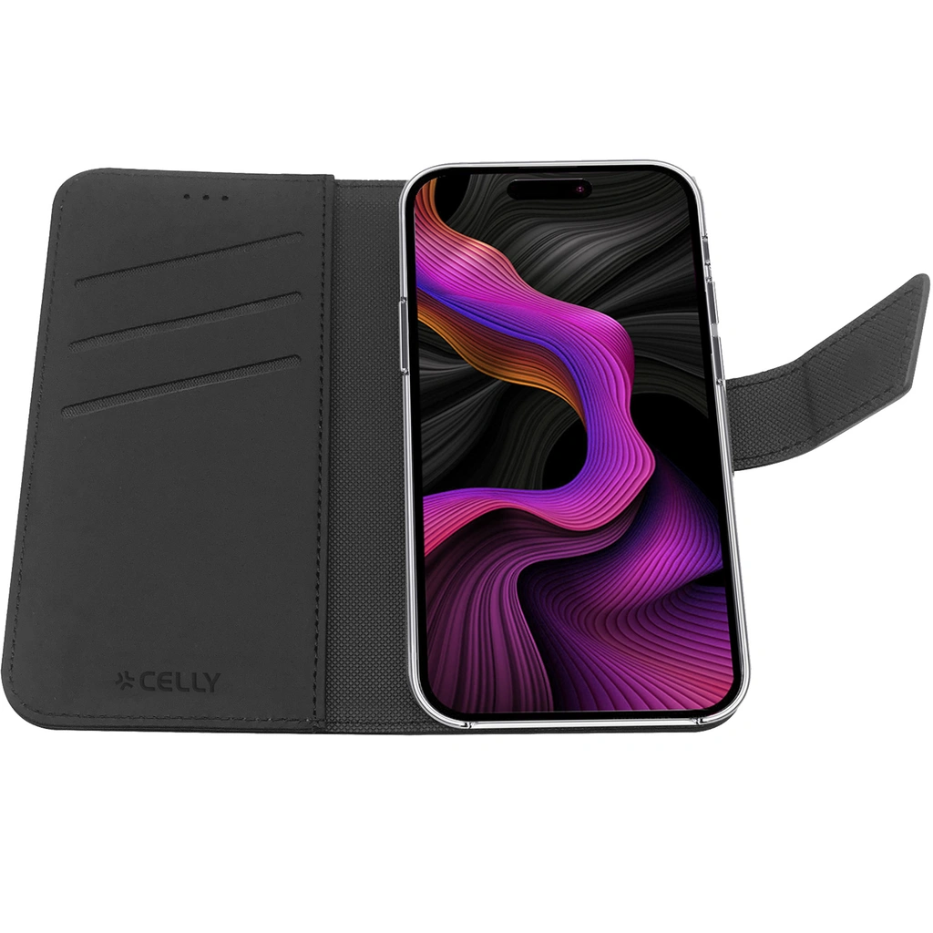 Wally Wallet Case iPhone 15 Plus Svart