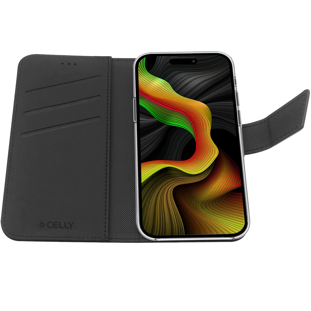 Wally Wallet Case iPhone 15 Pro Max Svart