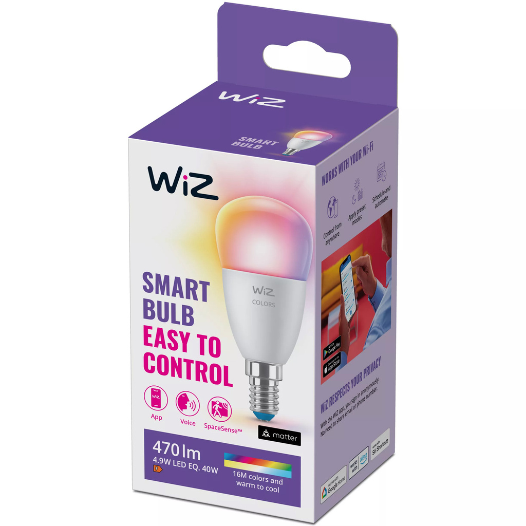 WiFi Smart LED E14 P45 40W 470lm Färg