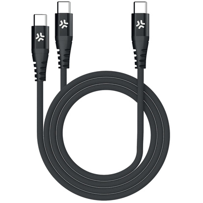 USB-C - 2x USB-C-kabel 100W PD 1,3m Svart