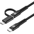 2-i-1-kabel USB-C/USB-A till USB-C/Lightning  60W 2m Svart