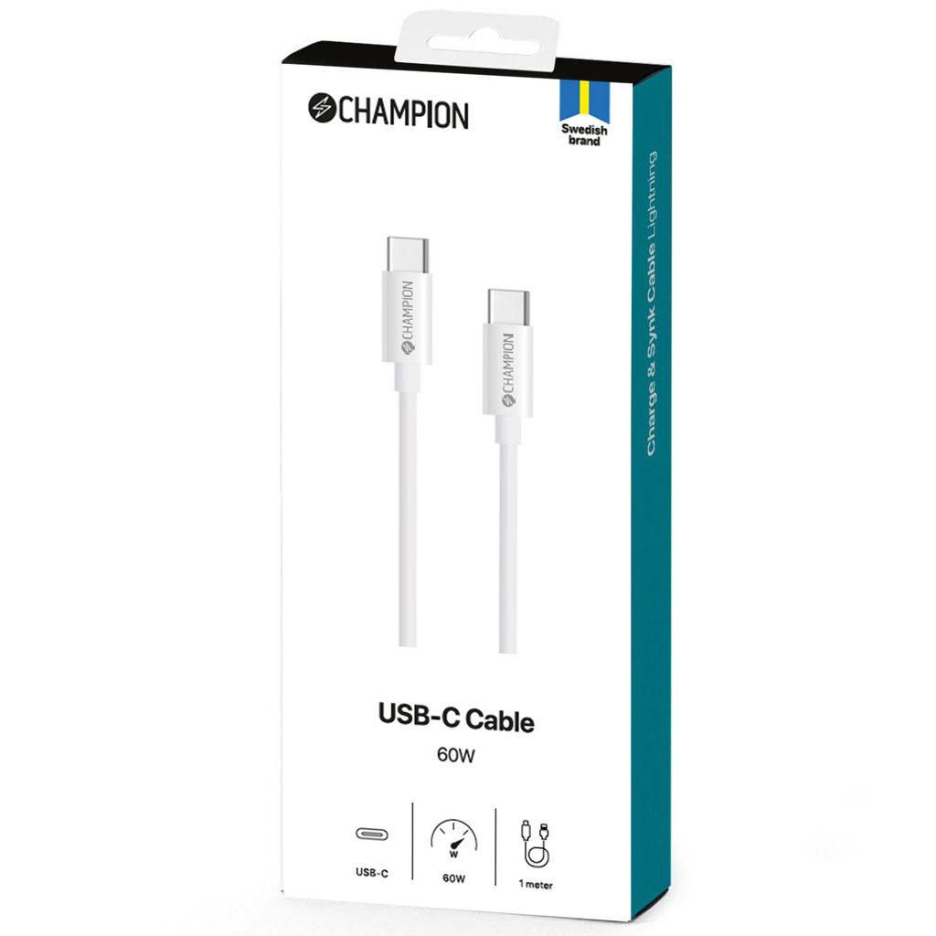 USB-C Kabel 60W 1m Vit