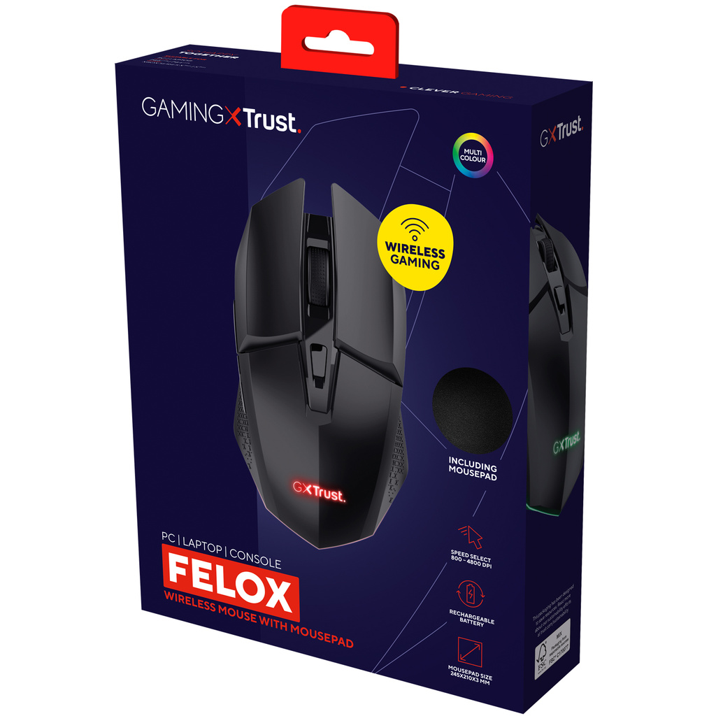 GXT 112 Felox Wireless Gaming mouse + mousepad Svart
