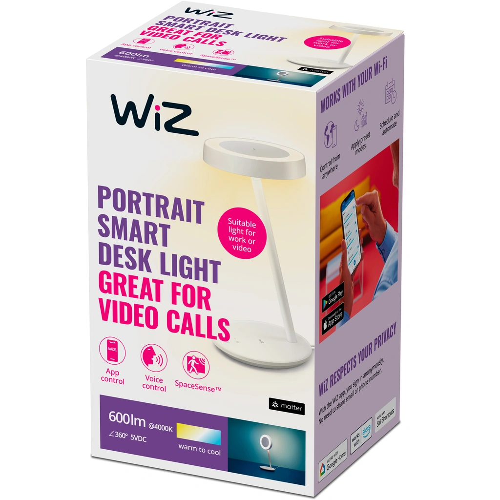 Portrait Smart skrivbordslampa/belysning för videosamtal 600lm