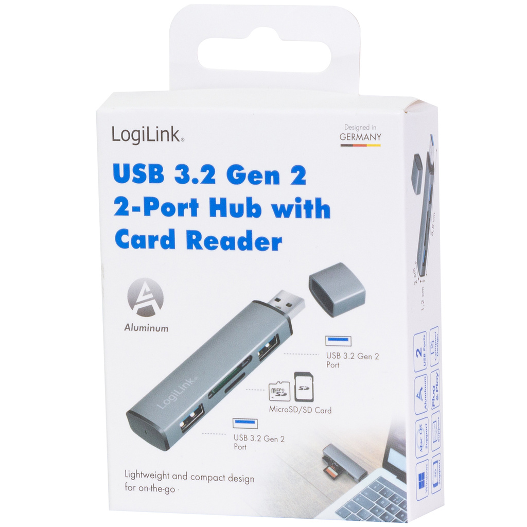 USB-hub (USB 3.2 Gen2) Minneskortsläsare/USB-A