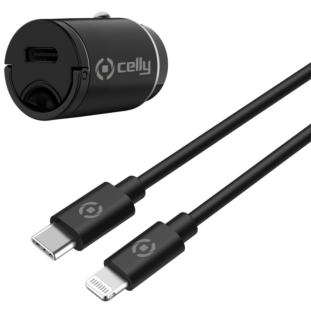 Billaddare Mini USB-C PD 20W + USB-C till Lightning-kabel