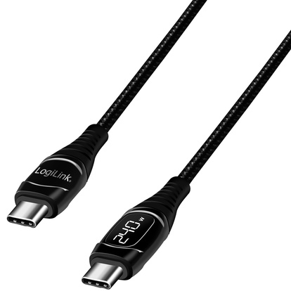 USB-C - USB-C-kabel med display USB 2.0 PD 3.1  240W 1 m Svart