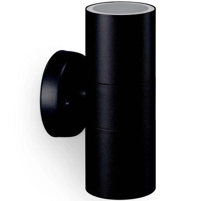 Kylis Väggarmatur Up-/downlight (2xGU10-sockel) IP44 Rostfritt stål Svart