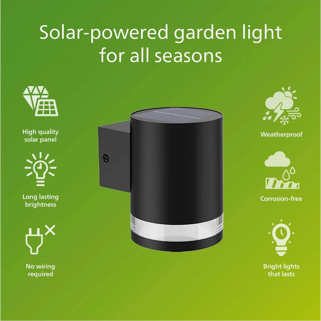 Fyce Vägglampa Rak Solcell Ultra Efficient LED 200lm Svart