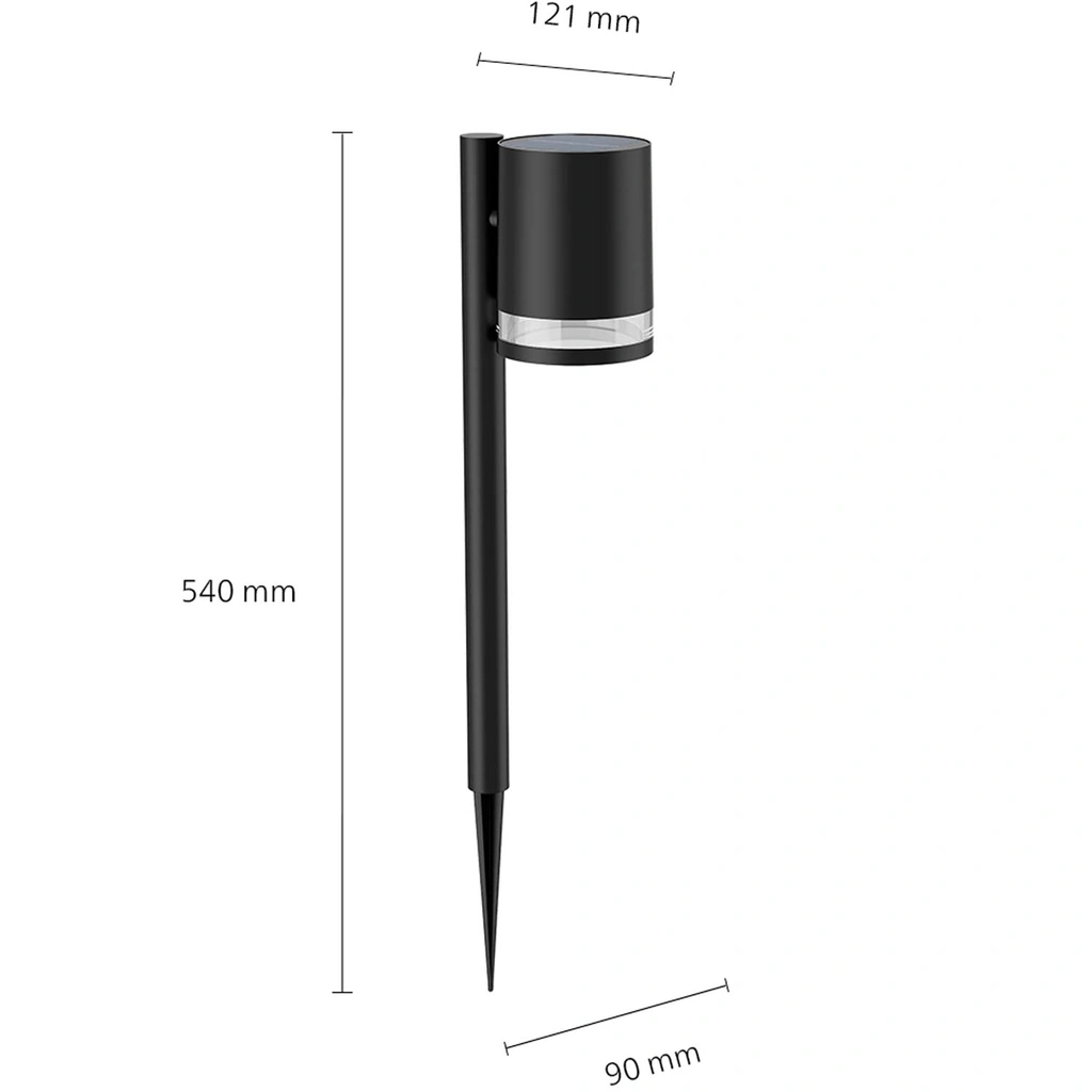 Fyce Trädgårdslampa Rak Solcell Ultra Efficient LED 200lm Svart