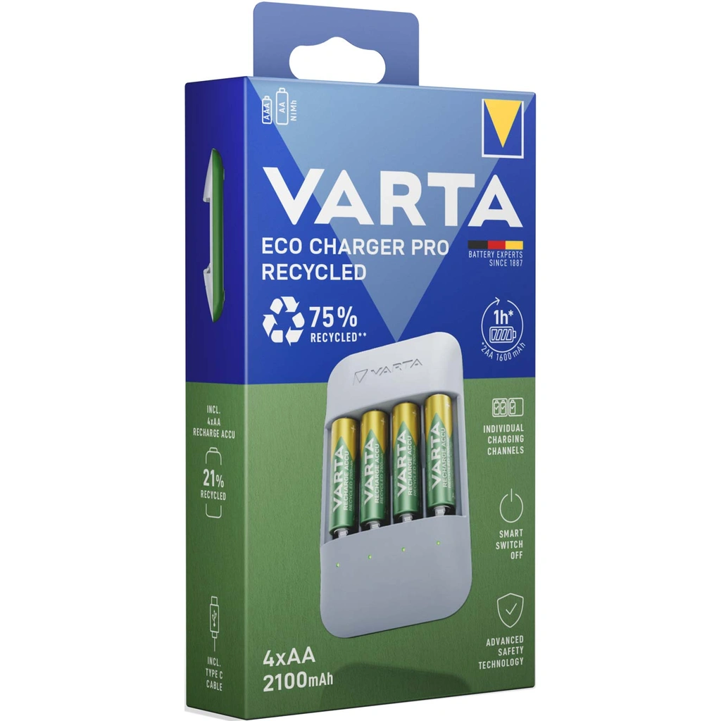 Battery Charger Eco Charger Pro Recycled incl. 4x AA 2100 mAh